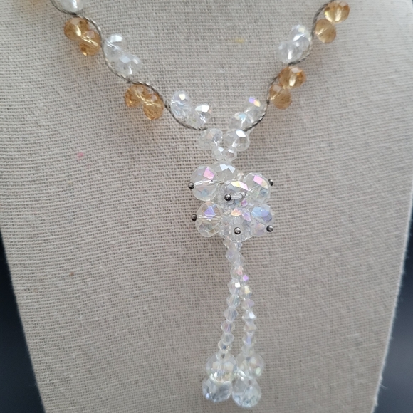 Faceted acrylic aurora borealis beads long tassel necklace - Picture 3 of 3